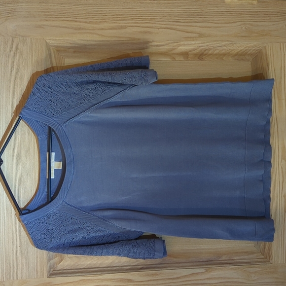 MICHAEL Michael Kors Tops - Michael kors dusty blue knit top with detailed sleeves large